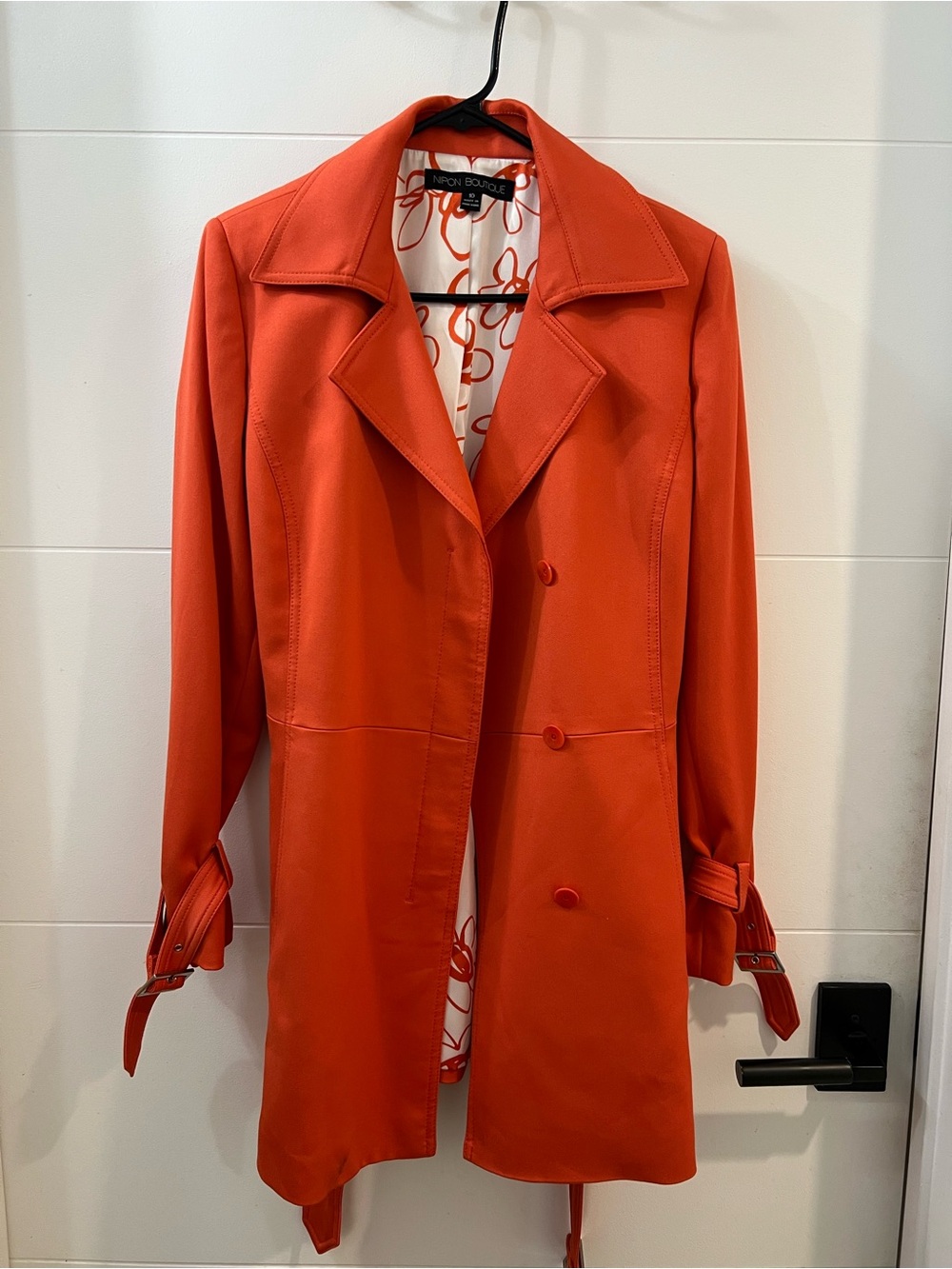 Nipon Boutique Orange Double-Breasted Trench Coat